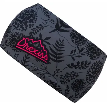 Čepice Funkční čelenka dvouvrstvá Drexiss s fleecem Flowers all grey - zateplená obvod hlavy 53-58 cm