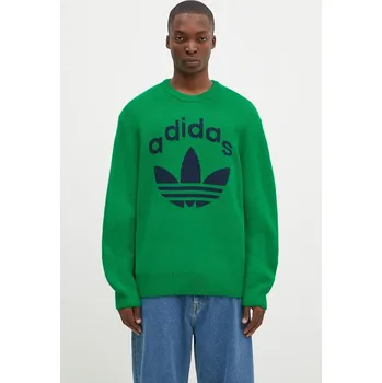 Pánský svetr Svetr adidas Originals Knit Crewneck pánský, zelená barva, JN5966, L, 77X