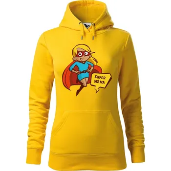 Dámská mikina DOBRÝ TRIKO Dámská mikina s potiskem Super máma Velikost dámské mikiny: XS, Barva: Žlutá