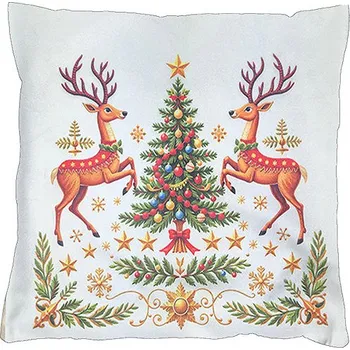 Povlečení 4sleep Vánoční povlak na polštář 40 × 40 - Jelínci a stromeček