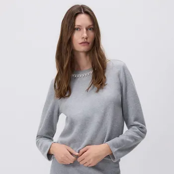 Dámská mikina Reserved - Mikina s&nbsp;ozdobným výstřihem - tmavě šedá - 807GA-90X - 807GA-90X-L