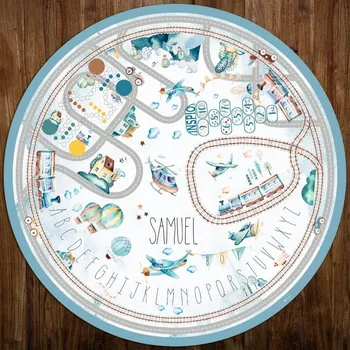 Hrací deka Inspio Podložka na hraní s cestami, vláčkem a jménem