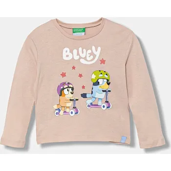 Chlapecké tričko Dětské bavlněné tričko s dlouhým rukávem United Colors of Benetton 3I1XG10KI.P.seasonal růžová 03X, vel. 110