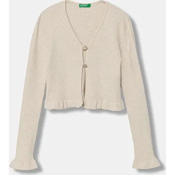 Dívčí svetr Dětský kardigan s příměsí vlny United Colors of Benetton 1J1CC601V.G.seasonal béžová 08X, vel. 140