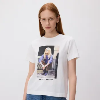 Dámské tričko Reserved - Tričko Brigitte Bardot - bílá - 538GA-00X - 538GA-00X-S