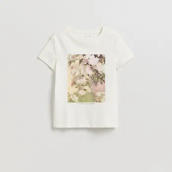 Dámské oblečení Reserved - Tričko s potiskem - krémová - 577GA-01X - 577GA-01X-S