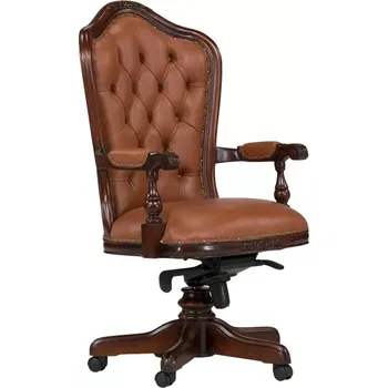 Kancelářské křeslo pravá kůže London II hnědé (Kancelářské křeslo hnědé)