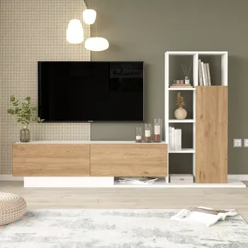 Obývací stěna TV stěna Houseland Blaze Dub Castello/bílá