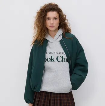 Dámská mikina Reserved - Mikina s kapucí a vyšívaným nápisem - světle šedá - 687GA-09M - 687GA-09M-M_L