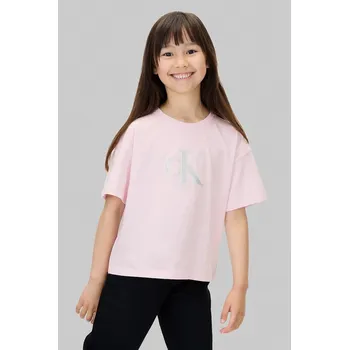 Chlapecké tričko Dětské bavlněné tričko Calvin Klein Jeans růžová barva, IG0IG03040 IG0IG03040.128.170.9BYA 30X, vel. 140