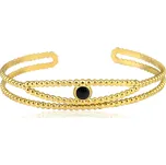 Meucci Otevřený náramek s černým kamínkem GOLD