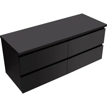 Koupelnový nábytek CERANO - Koupelnová skříňka Carole s deskou pod umyvadlo - 36 mm - černá matná - 121x51,6x46,5 cm