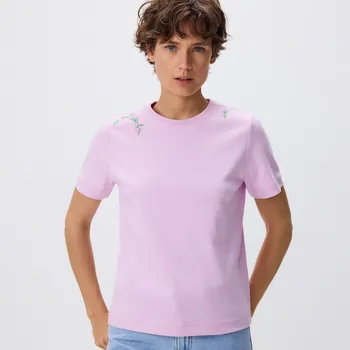 Dámské tričko Reserved - Tričko s vyšíváním - levandulová - 254HS-04X - 254HS-04X-L