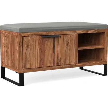 Botník Dřevěná lavice do předsíně Zurich II akácie (Dřevěný botník masiv)