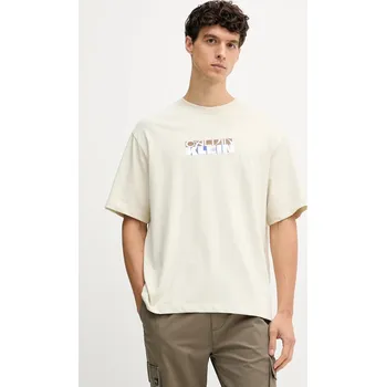 Bavlněné tričko Calvin Klein Jeans LV04RD808G béžová 08X, vel. XL