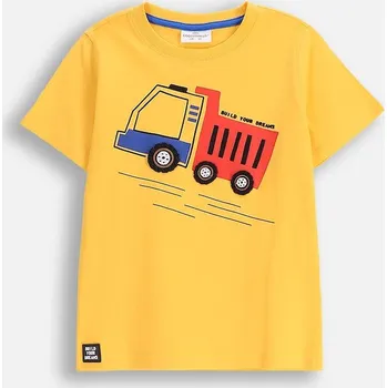 Dětské bavlněné tričko Coccodrillo žlutá barva, s potiskem, CITY BUILDER BOY KIDS ZC5143201CBK 18X, vel. 104