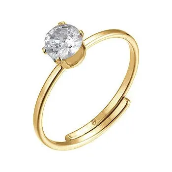 Prsten LUCA BARRA Prsten solitare z IP zlaté oceli s bílým zirkonem