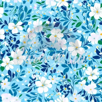 Úplet, Bílé kvítky na modré (E) (Top kvalitní úplet Bella digitisk)