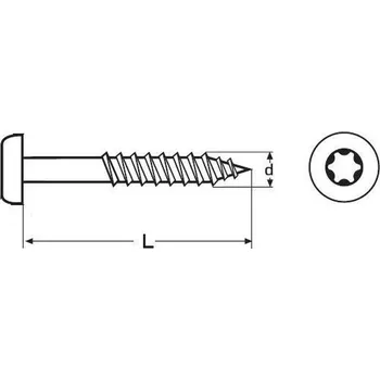 Vrut vrut univerzální 6.0x30 ŽLUTÝ ZINEK široká, půlkulatá hlava TORX