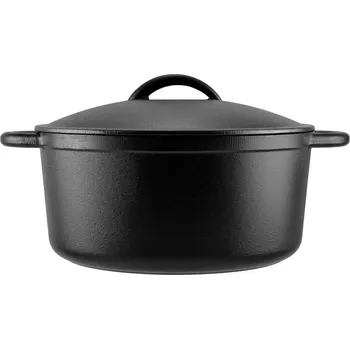 Hrnec Kastrol litinový s poklicí 5L/26cm irské ucho (litinový kastrol s litinovou poklicí 5 L pro zdravé vaření)