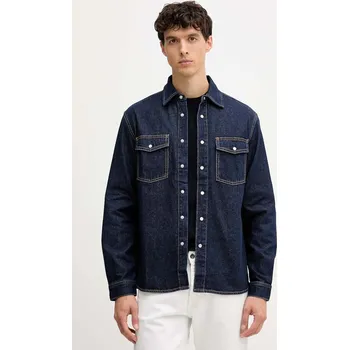 Pánská košile Džínová košile United Colors of Benetton pánská, tmavomodrá barva, regular, s klasickým límcem, 5R5ZUQ05Z 59X, vel. L