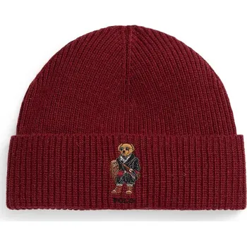 Čepice Čepice s příměsí vlny Polo Ralph Lauren 449P02041 burgundské 83X, vel. ONE SIZE