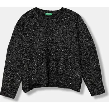 Dívčí svetr Dětský svetr s příměsí vlny United Colors of Benetton 1VPUC108V.G.seasonal černá 99X, vel. 150