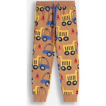 Chlapecké kalhoty Dětské tepláky s bavlnou Coccodrillo hnědá barva, CITY BUILDER BOY KIDS ZC5122702CBK 89X, vel. 122