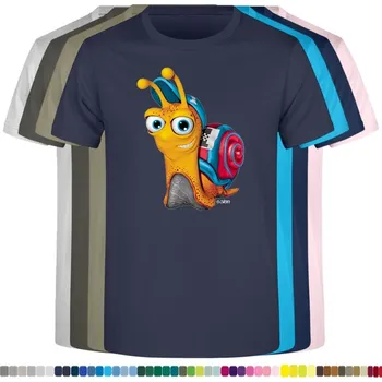 Dívčí tričko detske-levne-bavlnene-tricko-potisk-snek-Turbo Barva: Navy - tmavě modrá, velikost: 128