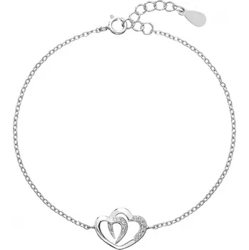 Náramek Stříbrný náramek se zirkony dvojité srdce 13011.1