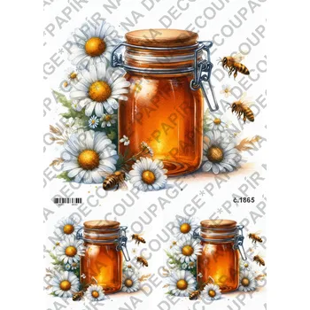 Umělecký papír Rýžový a soft papír na decoupage - Med a kopretiny - KB01865 Materiál: Soft, Rozměr: A4