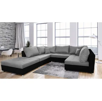 Sedací souprava Rohová rozkládací sedačka DENVER - šedo-černá - Sawana 21 + Dolaro 08