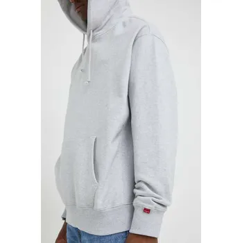 Pánská mikina Mikina Levi's pánská, šedá barva, s kapucí, hladká A8435 90J, vel. M
