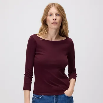 Reserved - Bavlněné tričko s dlouhými rukávy - hnědá - 406GA-83X - 406GA-83X-XXL