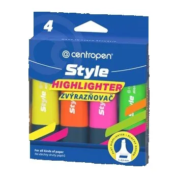 Zvýrazňovač CENTROPEN 6252 Style Soft (klínový hrot 1-4,6 mm) 4 fluo barvy