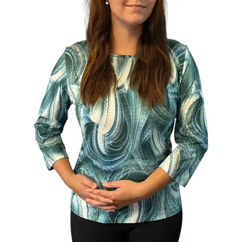 Dámská halenka Halenka Ina zeleno-bílá Velikost Ina: 42