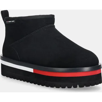 Dívčí sněhule Semišové sněhule Tommy Jeans TJW FLATFORM SNOW BOOT SUEDE EN0EN02841 černá 99X, EUR 37