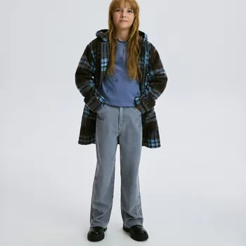 Dívčí kalhoty Reserved - Manšestrové kalhoty - ocelově modrá - 059FG-95X - 059FG-95X-146