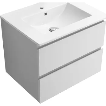 Koupelnový nábytek CERANO - Koupelnová skříňka Carole + keramické umyvadlo Todo - bílá matná - 61x49,5x46,5 cm