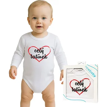 Kojenecký body Body s potiskem New Baby celý tatínek - dárkové balení Červená 74 (6-9m)