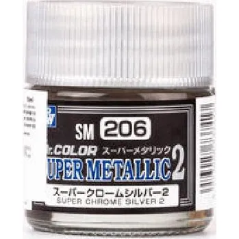 Modelářská barva Gunze - Mr.Color - Super metalic - SM206 - Super Chrome Silver II 10ml