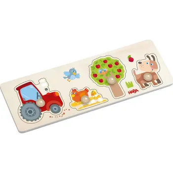 puzzle pro nejmenší Haba Dřevěné vkládací puzzle s úchytem Farma