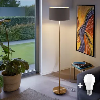Lampička LED Stojací lampa TUNJA 1xE27/20W/230V pr. 38 cm zlatá/taupe