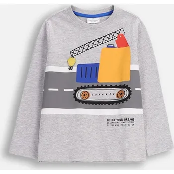 Dětské tričko s dlouhým rukávem s bavlnou Coccodrillo šedá barva, s potiskem, CITY BUILDER BOY KIDS ZC5143101CBK 09X, vel. 122