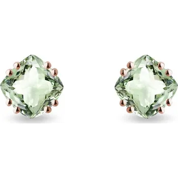 Náušnice Náušnice pecky z růžového zlata se zelenými ametysty KLENOTA
