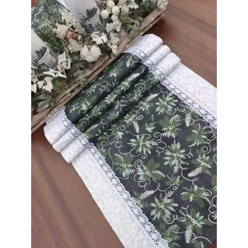 ubrus Běhoun - vánoční ubrus stříbrná hvězda na šedé lemovaná stříbrnou | 35 x 136 (Rozměr: 35 x 136 cm)