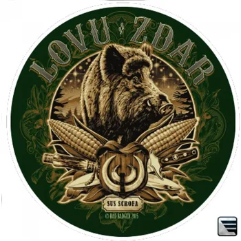 Samolepící dekorace Samolepka Kanec Lovu zdar 25x25 cm - olivová-hnědá