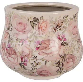 Zahrada Clayre & Eef - Keramický květináč PASSIONATE FLOWERS 6CE2241L