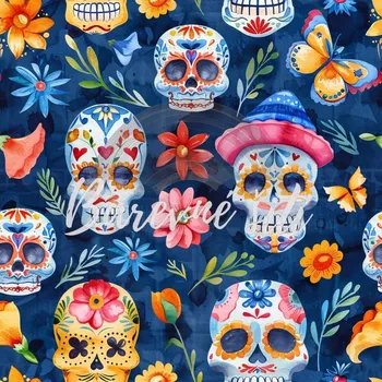 Úplet, Barevné muertos na modré (E) (Top kvalitní úplet Bella digitisk)