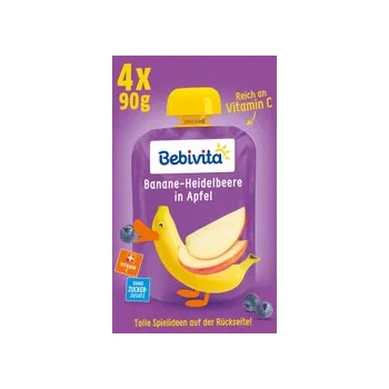Bebivita banán-borůvka s jablkem, od 1 roku (4 x 90 g), 360 g